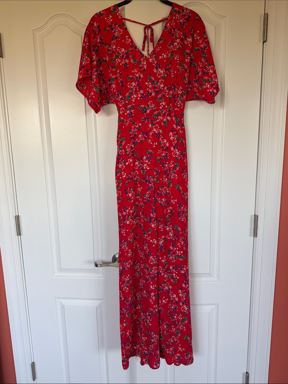 miami Red Floral V-Neck Jumpsuit